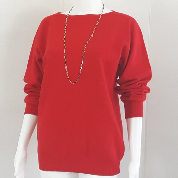 Harold's 100% Superfine Wool Red Sweater Made in Scotland Sz. L -Vtg - Picture 2 of 9